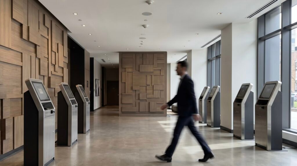 Business Hotel lobby ทันสมัย ออกแบบเพื่อความสะดวกรวดเร็วสำหรับนักธุรกิจ