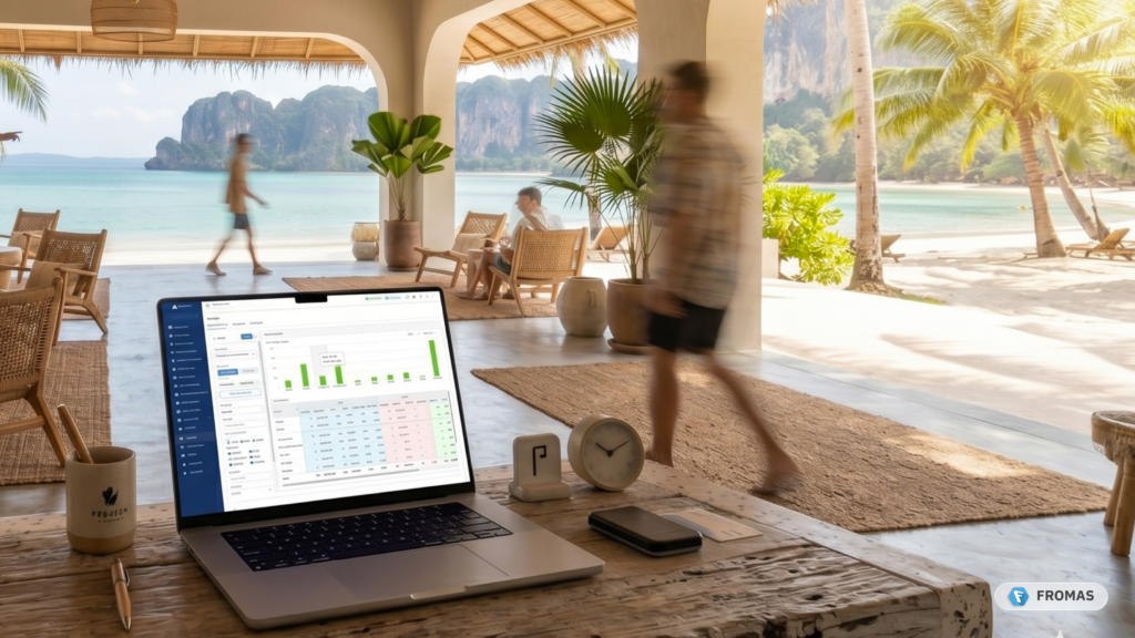 หน้าจอ insight ของ FROMAS สำหรับดู Booking Pace และ Lead time เพื่อใช้ตัดสินใจปรับราคาค่าห้องพักโรงแรม
